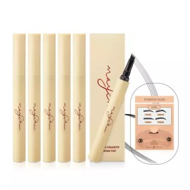 Maisique 롱픽스 핑거팁 아이브로우 틴트 눈썹 타투펜 6개+가이드 Long Fix Fingertip Eyebrow Tint Tattoo Pen 6 pcs + Guide [1.Dark Brown x6]