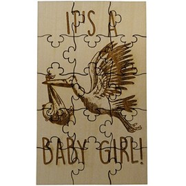 It's A Baby Girl! Gender Reveal 15 Piece Basswood Jigsaw Puzzle, Surprise Pregnancy Announcement
