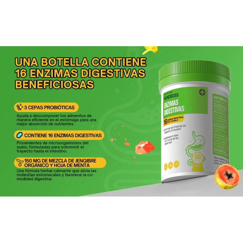 Windboss Enzimas Digestivas Y Probioticos 60+60 Caps Sabor S