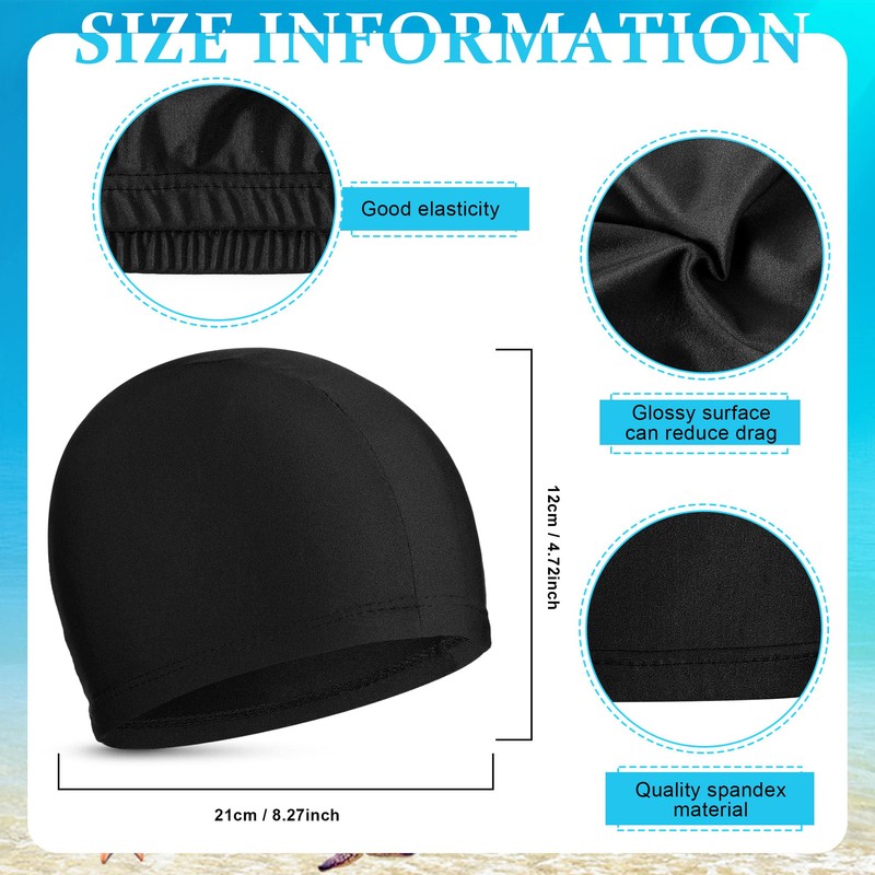 2 Pieces Elastic Swim Caps Comfortable Fabric Swimming Hat Lightweight