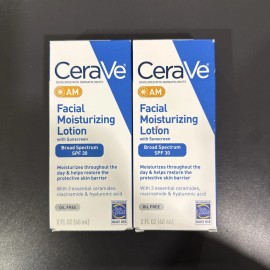 Cerave LOT OF 2 CeraVe AM Facial Moisturizing Lotion with Sunscreen - 2fl oz
