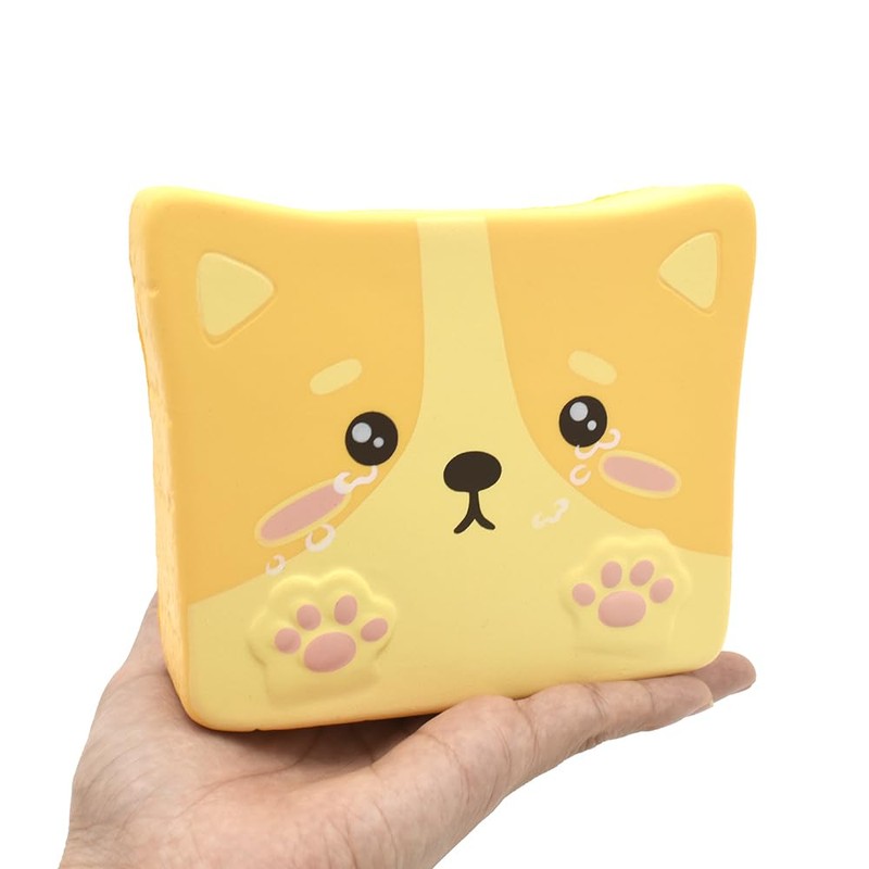 Kiibru 柴犬トースト ネバネバ スクイーズ 低反発 ストレス解消グッズ 子供の玩具 食物おもちゃ(泣く)