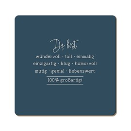 Grafik Werkstatt Funny Coaster Made of Cork | Du bist wundervoll
