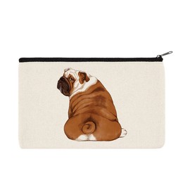 WIRESTER Canvas Zipper Makeup Bag, Cosmetic Pouch, Organizer Case for Women Girl, Multi-Purpose Travel Cosmetic Bag - English Bulldog Look Back