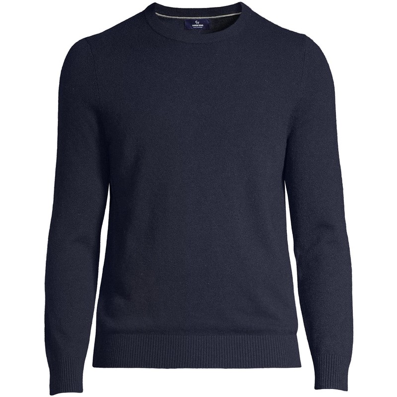 Lands' End Mens Fine Gauge Cashmere Sweater Radiant Navy Regular