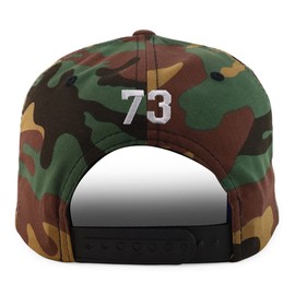 Trendy Apparel Shop Small Number 73 Back Embroidered Flatbill Snapback - Camo