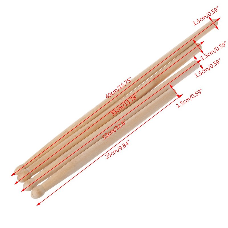 Lily Brown Wood Drumsticks 2pcs Wooden Tip Kids Students Beginners
