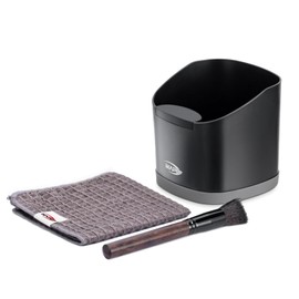 IKAPE Espresso Kit 3 IN 1, Espresso Knock Box, Cleaning Towel & Brush for Barista-Grade Maintenance - Black Espresso Machine Coffee Puck Disposal Box