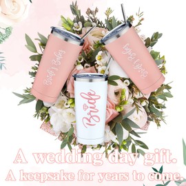 Wedding Bridesmaid Gifts Bride Tumbler Set of 6 Bridal Party Gifts 22 Oz Bachelorette Cups Stainless Steel Wine Tumblers with Lid and Straw Vacuum Insulated Bridesmaid Mugs Engagement Party Gifts