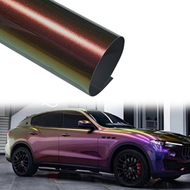 Alvorox Gloss Chameleon Purple to Green Vinyl Wrap, Metallic Glitter Sparking Color Change Vehicle Film Self Adhesive DIY Decal Auto Cars Motorcycle Protection 60'' x 23.6'' (5ft x 1.9ft)