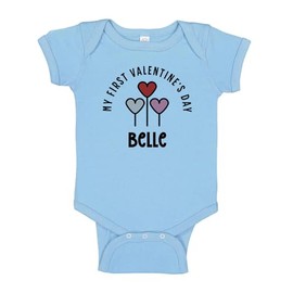 TATY Kids My First Valentine's Day Belle Baby Infant One Piece Bodysuit 6 Months Light Blue