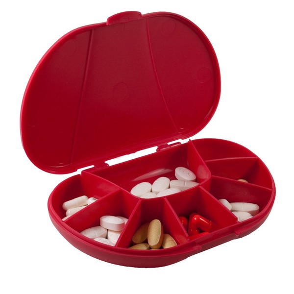 GMS Large Travel Size 8 Compartment Pill Organizer, Holds up to 150 Pills (Size: 6.0"w X 4.0"d X 1.2"h) Made in USA