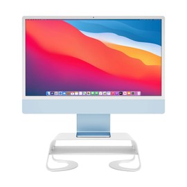 Twelve South Curve Riser Monitor Stand | Ergonomic Desktop Stand with Storage Shelf for iMac and Displays, Matte White