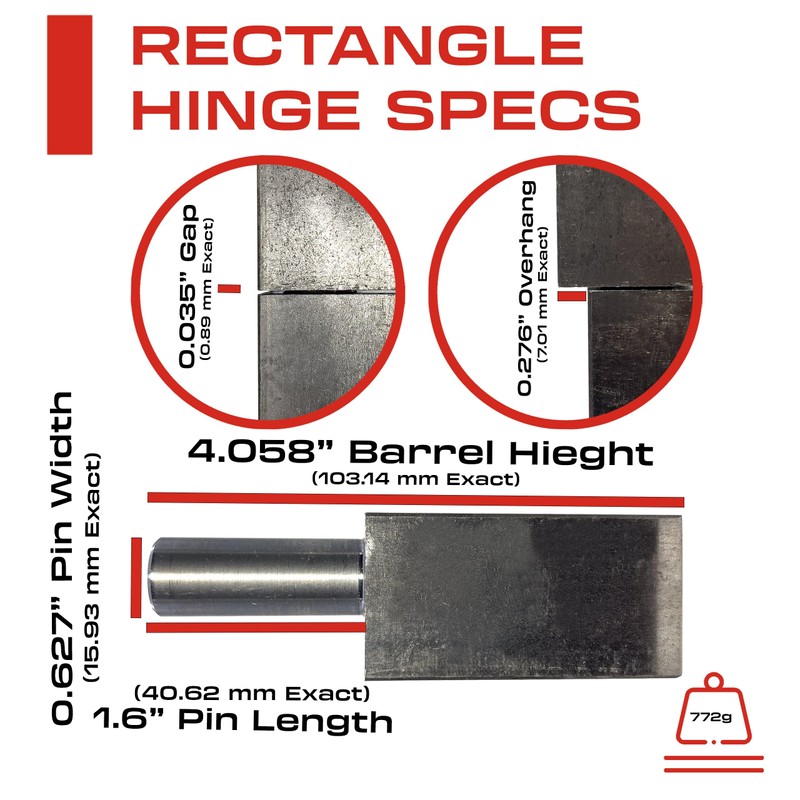 Sidco Supply 5” Inch Weldable Rectangle Hinges – Heavy Duty