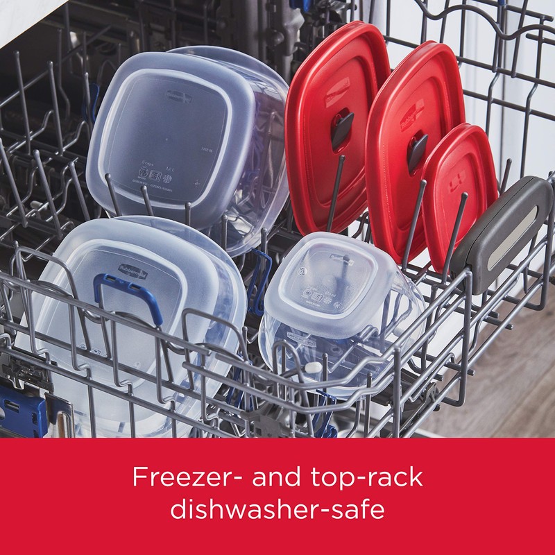Rubbermaid 16-Piece BPA-Free Plastic Food Storage Set, Red Vented Lids