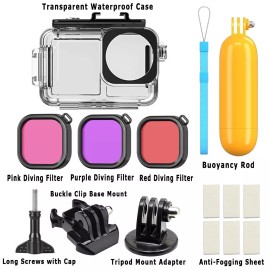 For DJI Clear Underwater Case Red Pink Purple Diving Filter for DJI Osmo Action 5 Pro US - Case Set no Filters