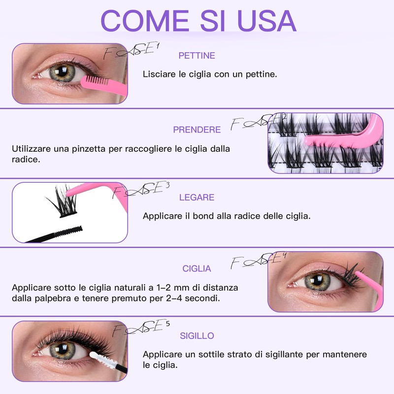 False Eyelashes Eyelash Extension Kit 144 Pieces D Curl 10-16mm