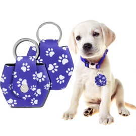 2Pcs Military Dog Tag Silencer Army Dog Tag Silencer, Dog Tag Silencer Bag Dog Tag Cover with Tag Ring for Dogs Cats Pets, Dog Tag Holder for Pet Collar Reduce Noise and Protect Tag,Blue