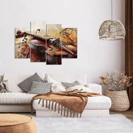 sechars Music Room Decor Violin Wall Art Painting Vintage Musical Instrument Pictures Artwork for Home Living Room Bedroom Decoration