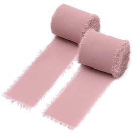 2 Packs Chiffon Ribbon Rolls - Blush Pink Ribbon for Wedding Invitations, Bridal Bouquets, Wrapping & DIY Crafts