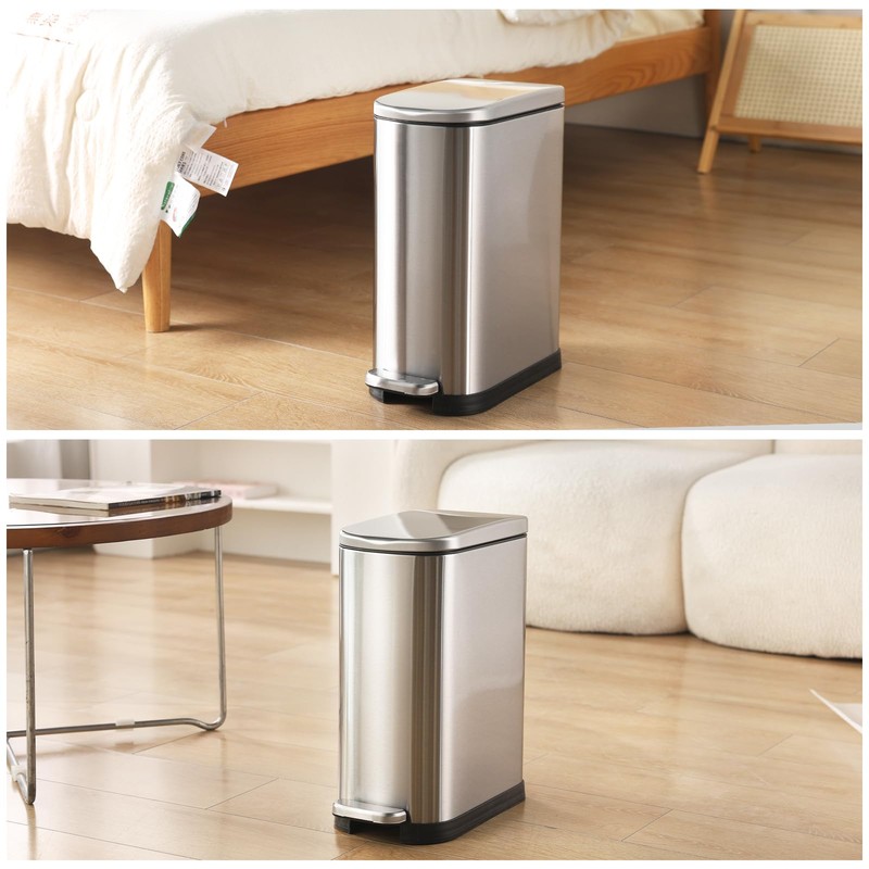 ELPHECO 3.5 Gallon Bathroom Trash Can with Soft Close Lid,