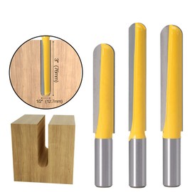 CENPEK 3 Piece Core Box Router Bit Set, 1/2 Inch Shank Long Round Nose Groove Router Bit Woodworking Milling Drill Bits Tools for 3D CNC Groove Engraving Carving
