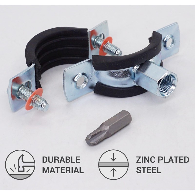 SKIR'CO Pipe Clamps with Rubber Coating for 26-30 mm Pipes,