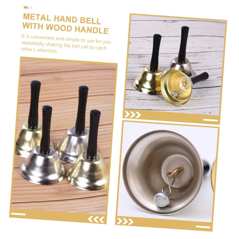 DOITOOL Metal Hand Bell with Handle Sound Musical Percussion Bell