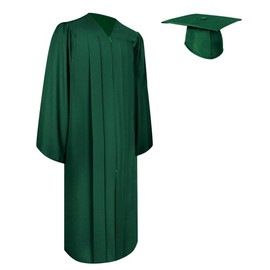 Endea Graduation Matte Cap and Gown (Hunter Green, 45 (5'0'' - 5'2''))