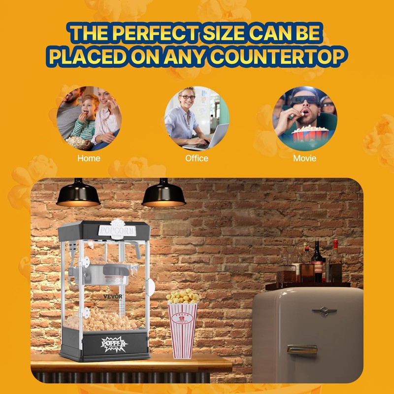 VEVOR Popcorn Maker, 480W Popcorn Popper Machine, 4 Oz Kettle