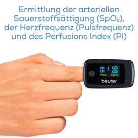 Beurer PO 40 Pulse Oximeter For Measuring Oxygen Saturation, Heart Rate And Perfusions Index (PI), Pain Free Application, Colour Display
