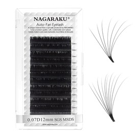 NAGARAKU Easy Fan Eyelash Extensions Volume Lash 0.07 D curl 12mm Rapid Blooming Faux Mink Cluster For Beginners Soft Professional Lash Supplies