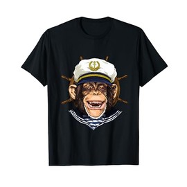 Boat Captain Monkey Boat Lover Owners Sailor Monkey Lover T-Shirt