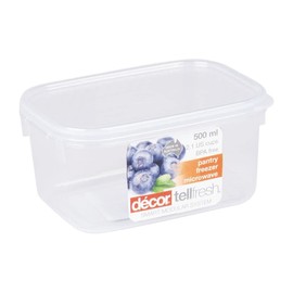 Décor 002751-004 Food Storage Container, 500 mL, Oblong, Pack of 3, Clear