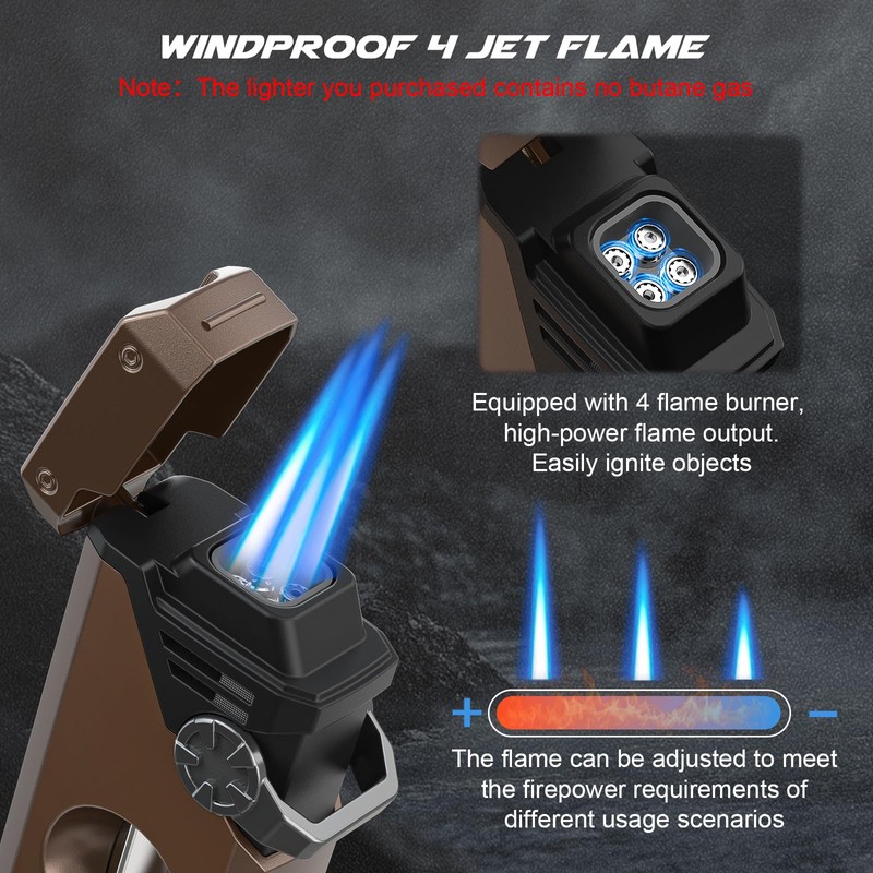 5-in-1 Torch Lighter with V Tool, Punch, Draw Enhancer Tool,
