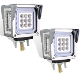 yucenbra 78 LED Pedestal Fender Lights, 2pcs Semi Truck Turn Signal with Flashing Light, Red/Amber Dual Face Marker Light for Peterbilt 579 587 Kenworth W900 Freightliner (Clear Lens)