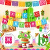 Fiesta Party Decorations, Mexican Birthday Carnival Decor, Picado Banner, Happy