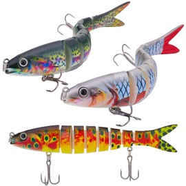 Newofview Set of 3 fishing lures, rubber fish bait, artificial bait wobbler, pike fish bait set for pike, perch, zander (colour)