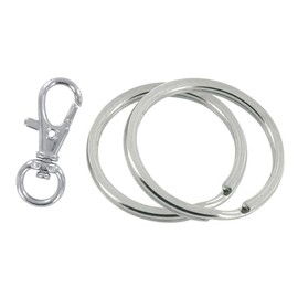 MegaCrea DIY Silver Double Rings 2 Pieces and Mousq Keyring