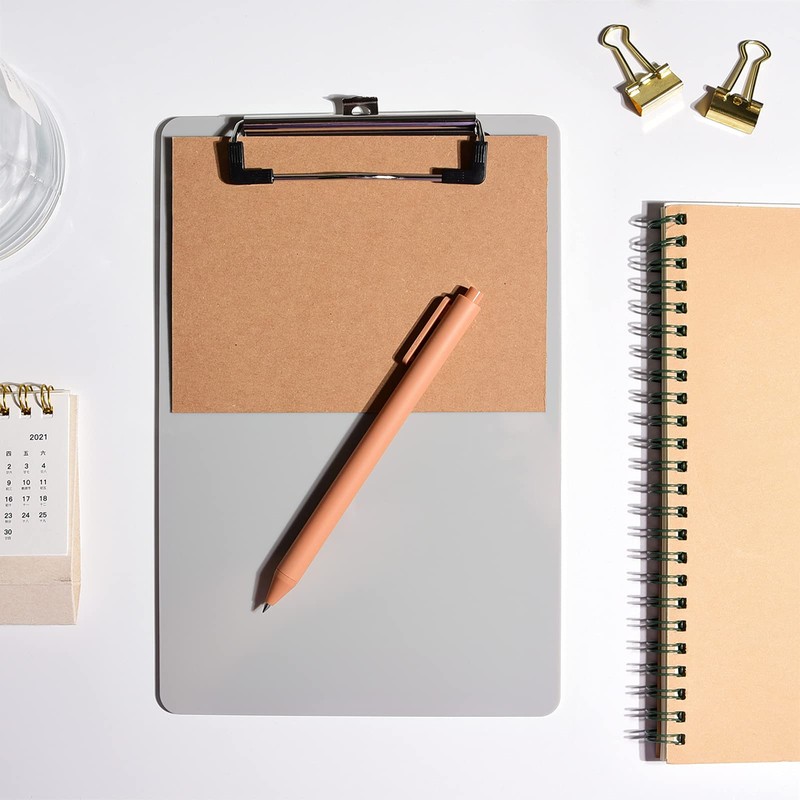 Hongri Plastic Small Clipboard, Gray A5 Memo Size Clip Board