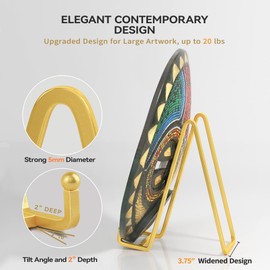 IPAME 8 Inch Large Plate Stands for Display - Metal Plate Holder Display Stand, Picture Stand for Book, Platter, Plaque, Photo Frame, Small Easel Tabletop Art Display (Gold 2 Pack)