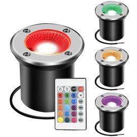 AHSELLUS RGBW Low Voltage Landscape Light In-ground Lights LED Well Light Waterproof IP67 3W DC12V Color Changing Outdoor In-Ground Lights Pathway Garden Deck Driveway Lamp(Multicolor)