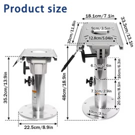 Boat Seat Pedestal with Slide,Aluminum Adjustable from 13 inches to 19 inches Boat Seats and Pedestals with Height Adjustable Suitable for Most Vessel Seat (Boat Seat Pedestal with Slide)
