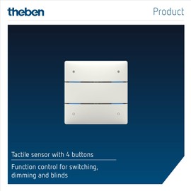 Theben 4802414 I LUXORliving iON4 SR I Push Sensor with 4 Buttons in Silver I For KNX Smart Home System LUXORliving I Integrated Temperature Sensor I Button I Switch / Dimmer / Blind