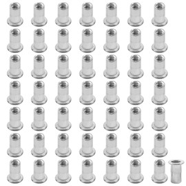 Mardatt 50Pcs #10-24UNC 304 Stainless Steel Rivet Nuts Rivnut Assortment Kit Flat Head Threaded UNC Rivetnut Insert Nutsert