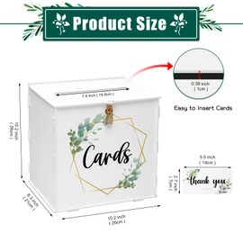 HYMENEX Wedding Card Box, Wedding Card Box with Lock Card Box for Wedding Reception Wedding Card Holder for Wedding Anniversary Party Graduation Birthday Baby Shower Decorations (White)