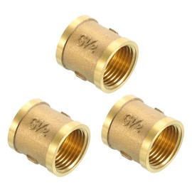 sourcing map 3Pcs G1/2"x1" Brass Pipe Fitting, Coupling Connector Straight Hex Nipple Coupler Adapter Pipe Connection Accessories for Plumbing Industrial and Residential, Brass