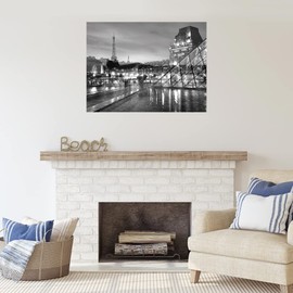 Fine Art Canvas Louvre with Eiffel Tower Vista #2 Canvas Wall Decor by Artist Alan Blaustein for Living Room, Bedroom, Bathroom, Kitchen, Office, Bar, Dining & Guest Room - Ready to Hang - 32 in x 24 in