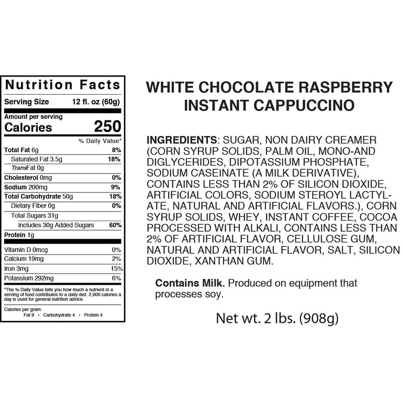 Cappuccino Supreme 2 lb bag White Chocolate Raspberry Instant Cappuccino