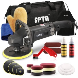 Buffer Polisher, SPTA 7 Inch 180mm Rotary Polisher Car Polisher Electric Polisher RO Polisher & Polishing Pads Set for Auto Buffing and Polishing